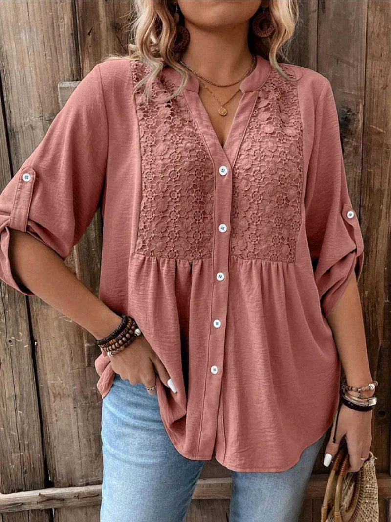 Noelle | Blouse avec col en V et boutons