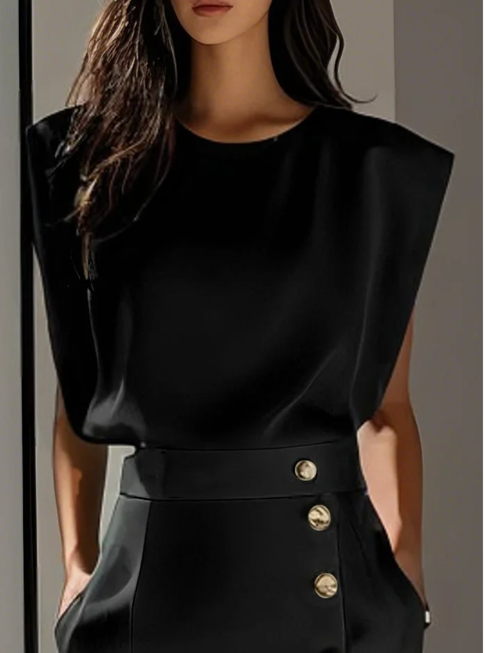 Chloé | Robe Midi Ajustée Avec Boutons Dorés