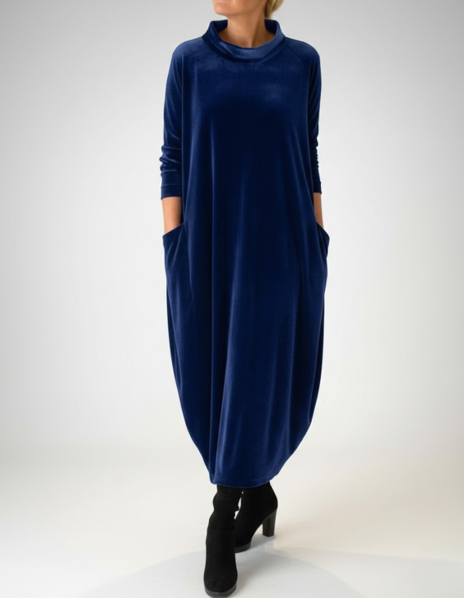 Françoise | Robe douce à col montant avec poches – Élégance confortable